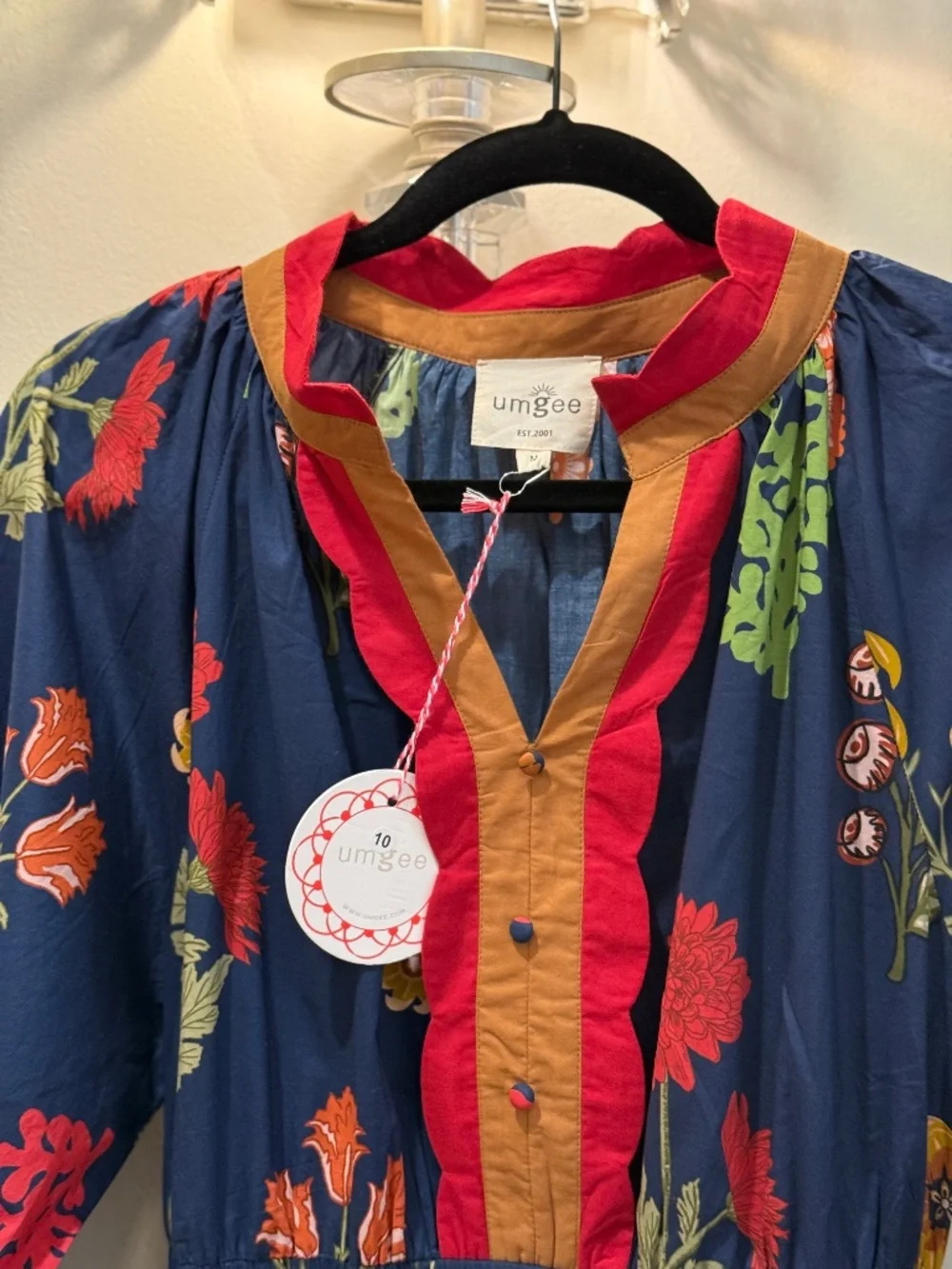 Umgee Floral Maxi Dress NWT, Size Medium, Navy Boho Long Sleeve - Picture 5 of 6